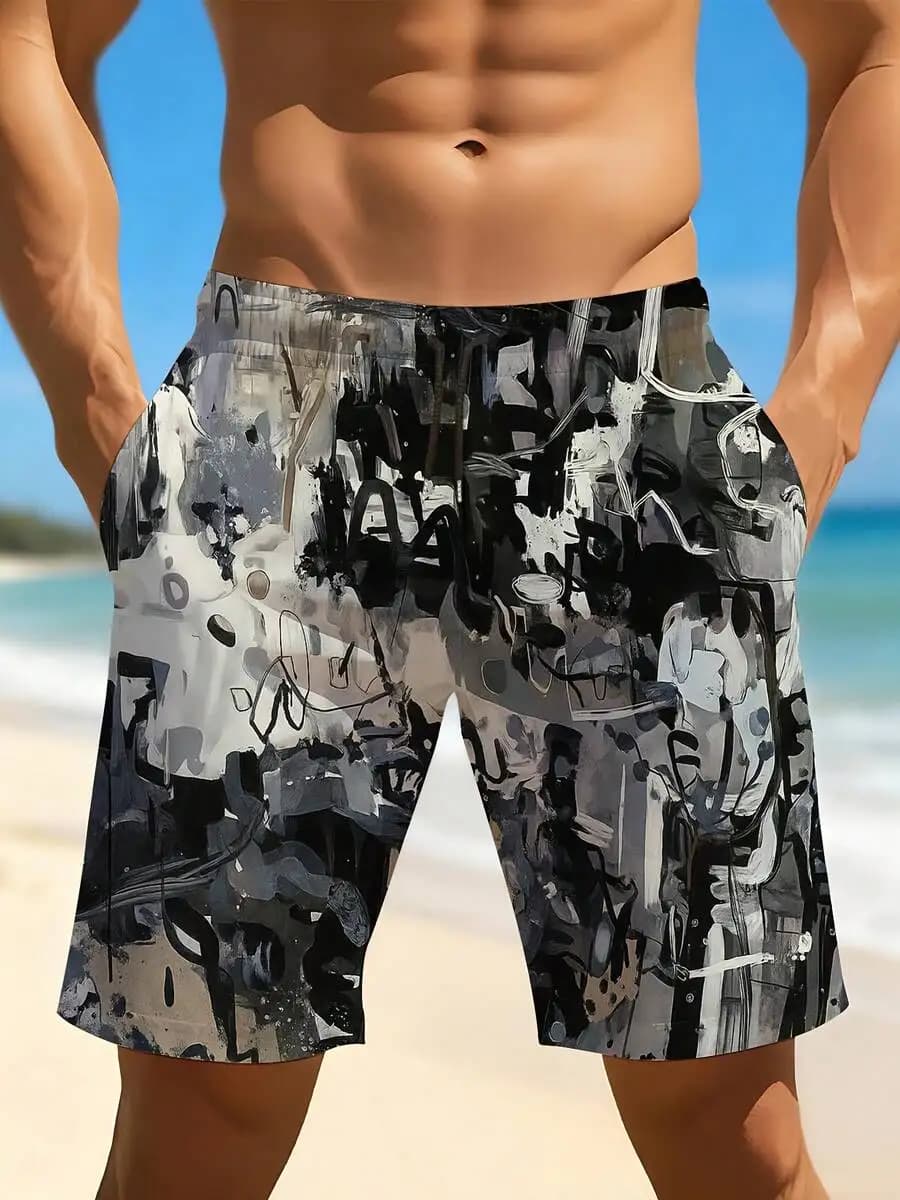 Mens Printed Beach Board Shorts Breathable Quick Dry For Swimming Pool And Outdoor Summer Activities