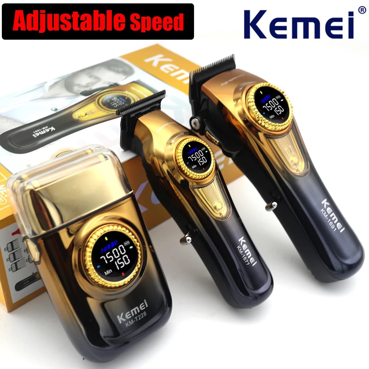 Kemei 1691 1677 T228 Kit Rechargeable Barbiere Haircuts Electric Cordless Haircut Professional Man Haircut Machine