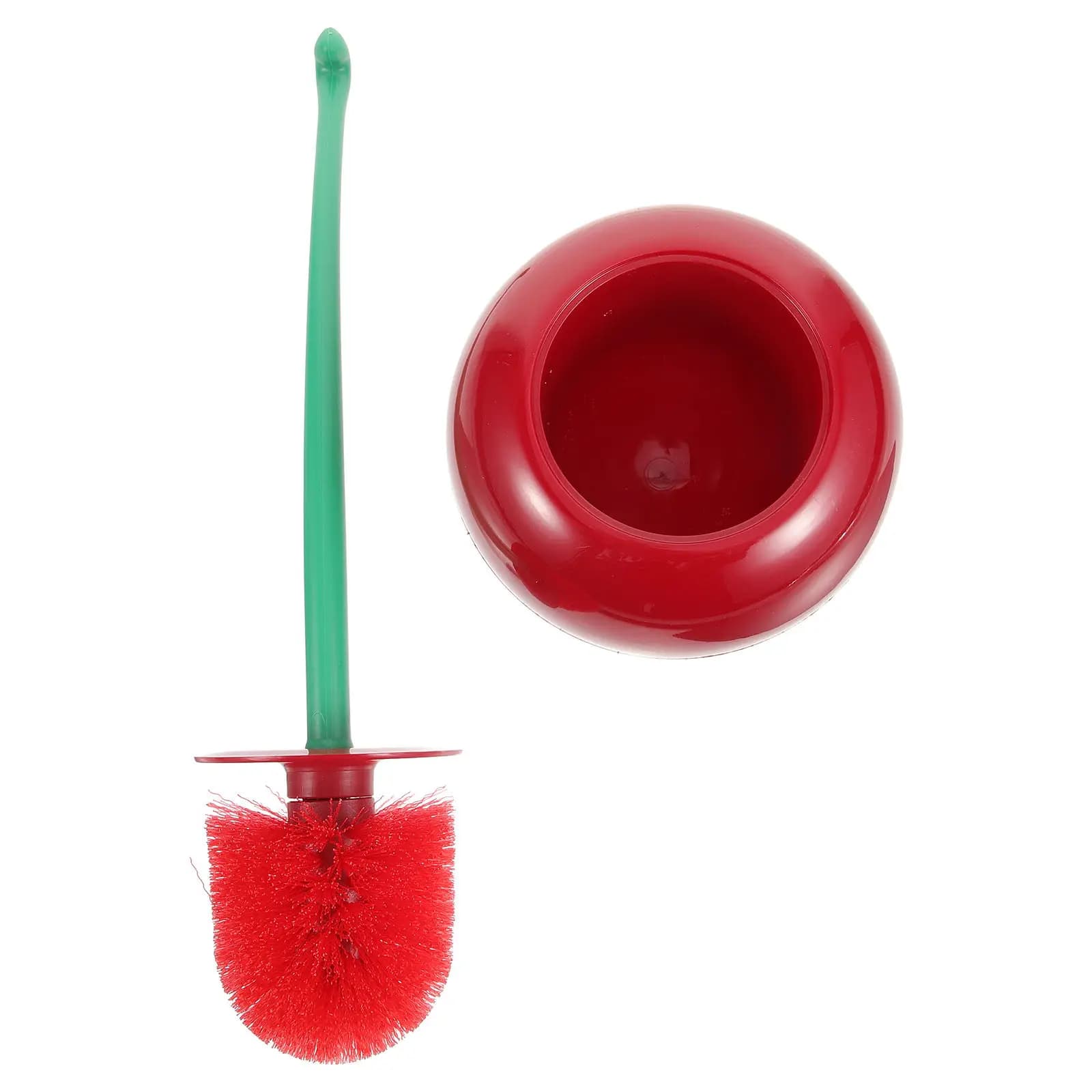 Cherry Shape Plastic Toilet Brush Set Soft Dense Bristles Long Handle Compact Bathroom Toilet Brush and Holder Anti-Bacterial