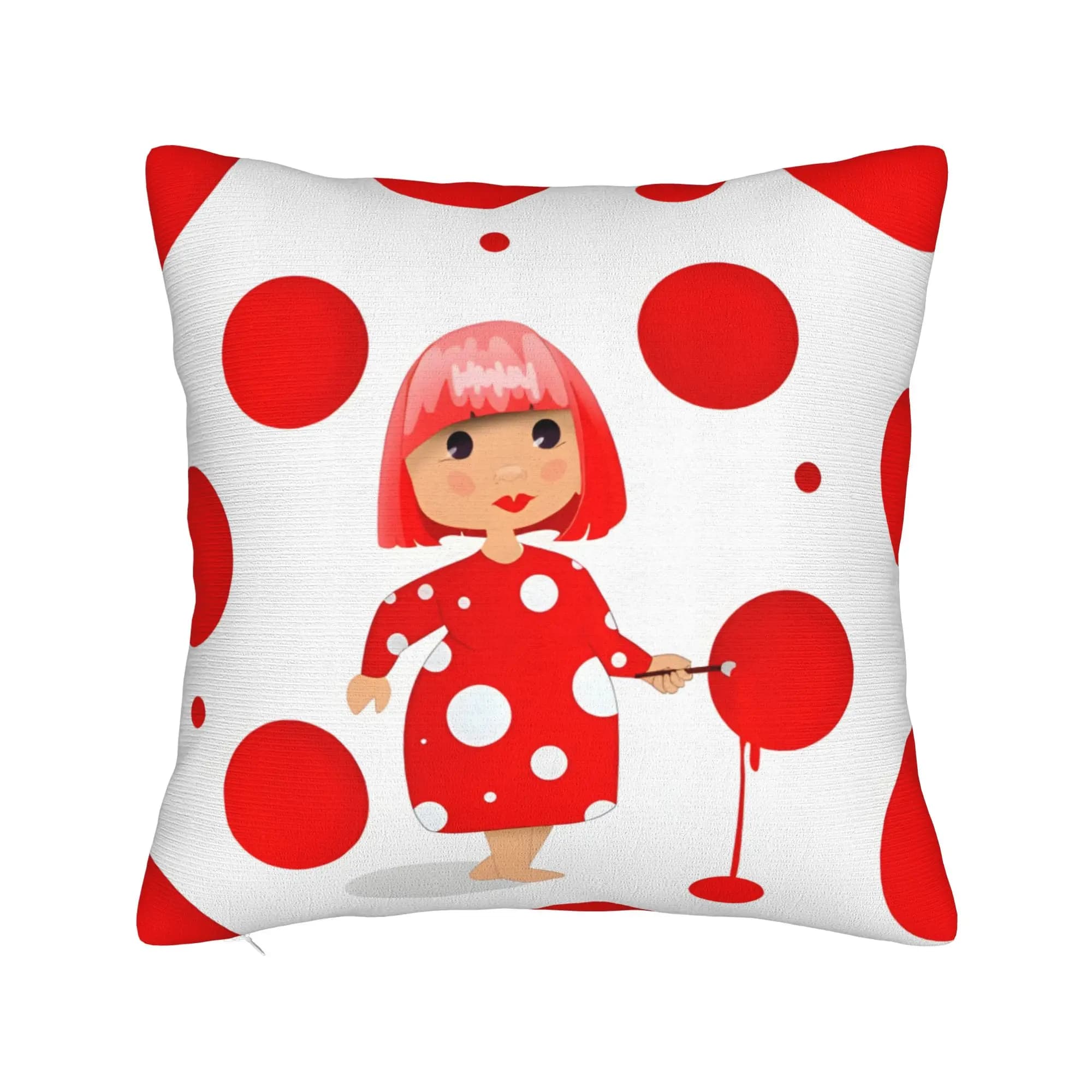 Yayoi K-Kusama Polka Dots Pillowcase Soft Polyester Cushion Cover Decorations Throw Pillow Case Cover Home Zippered 45X45cm