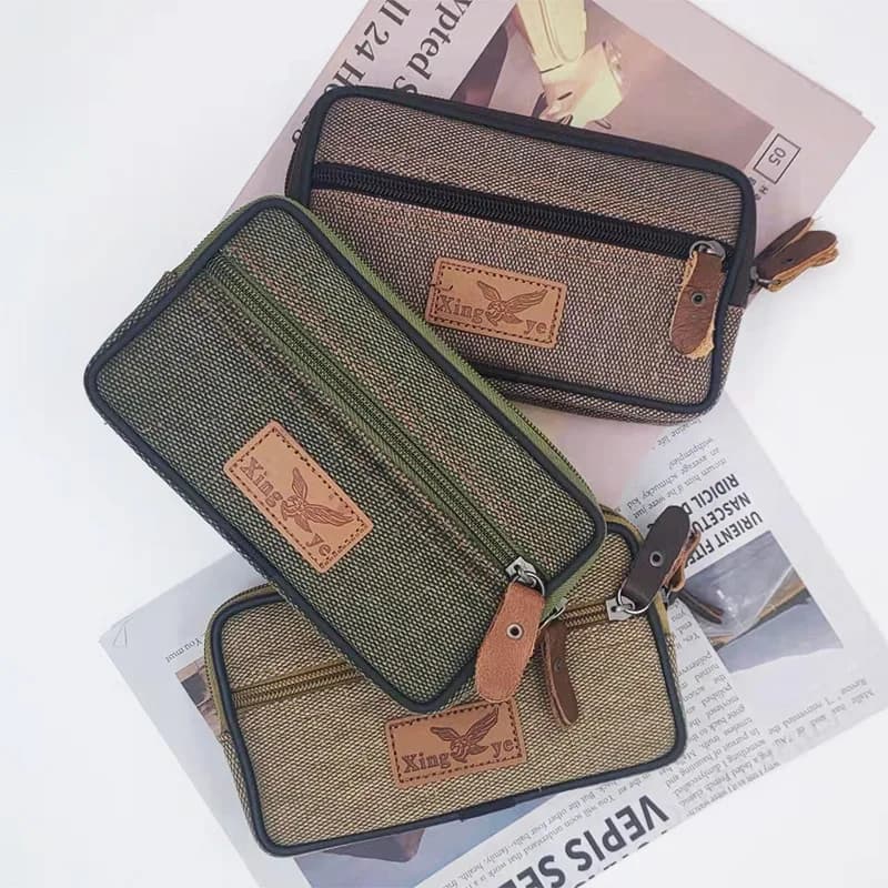 Wear Resistant Canvas Waist Waist Bag for Men wearing Belts, Wallet hanging in horizontal and vertical waist, Outdoor Workwear Waist Bag