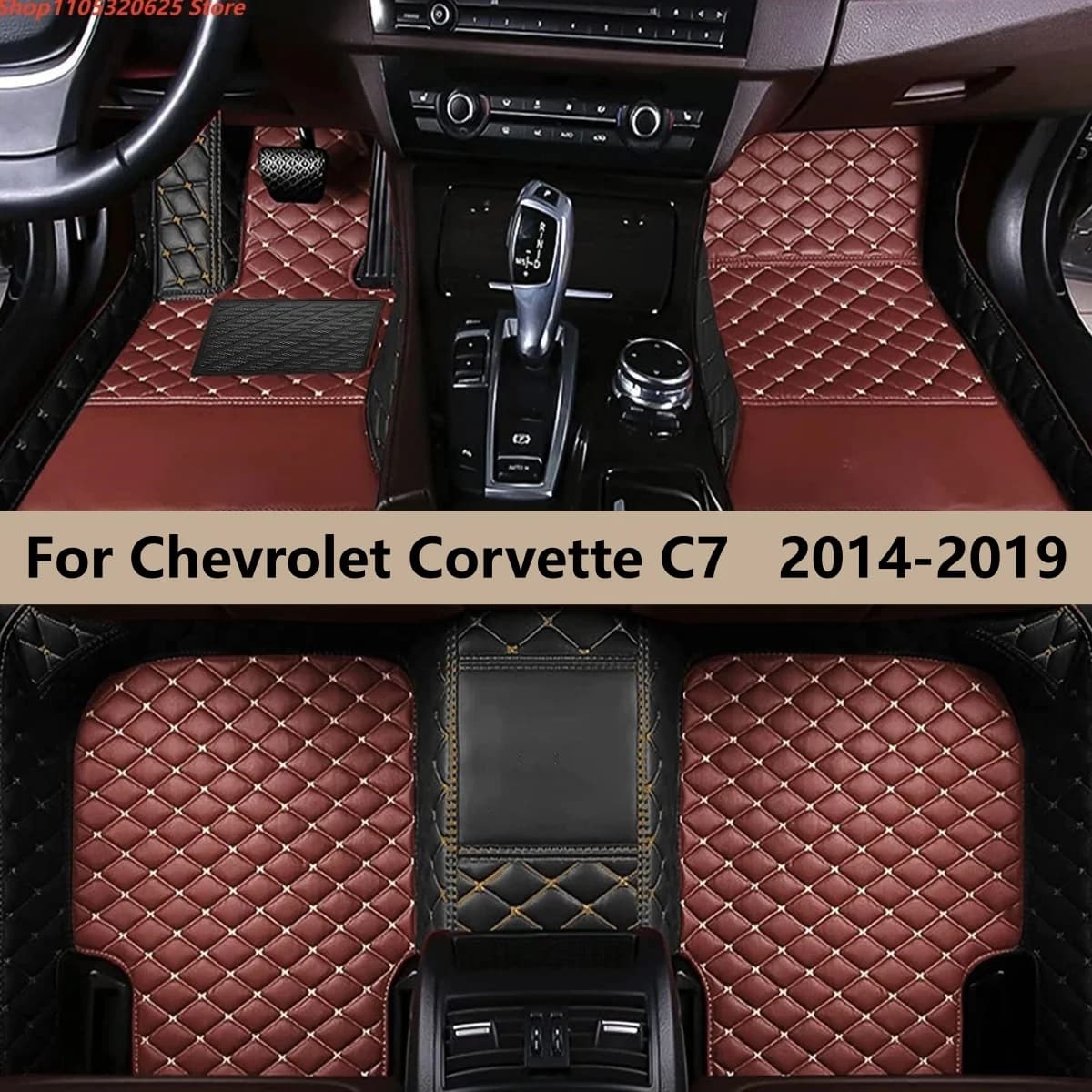 Tappetini per auto personalizzati adatti per Chevrolet Corvette C7 2014 2015 2016 2017 2018 2019 Tappetini in pelle per auto Tappetini per auto