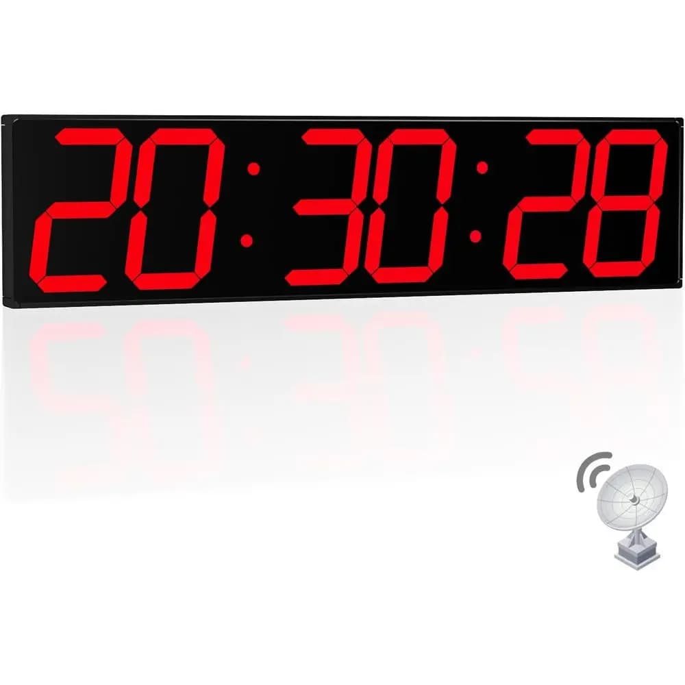 Grande Orologio da Parete Digitale 28.4 Pollici con Sveglia, Display Temperatura, Sincronizzazione Automatica dell'Ora, Timer Conto alla Rovescia/Conto alla Rovescia (Rosso)