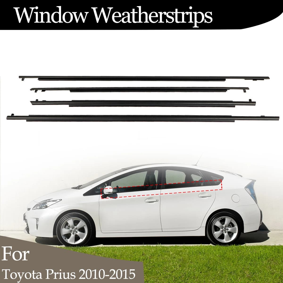Guarnizione in gomma per finestre esterne per auto 4 pezzi per Toyota Prius 2010-2015 striscia di pressione impermeabile striscia di tenuta accessori per auto