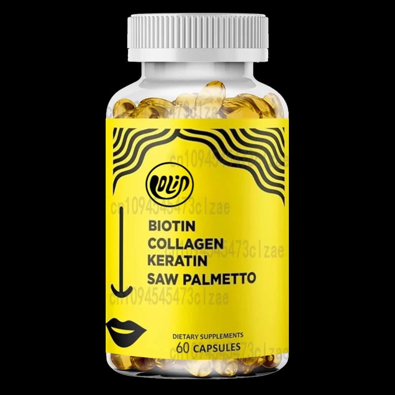 Biotin vitamins contain collagen, keratin and palm of saw, suitable for hair, skin and nail supplements -60 pills