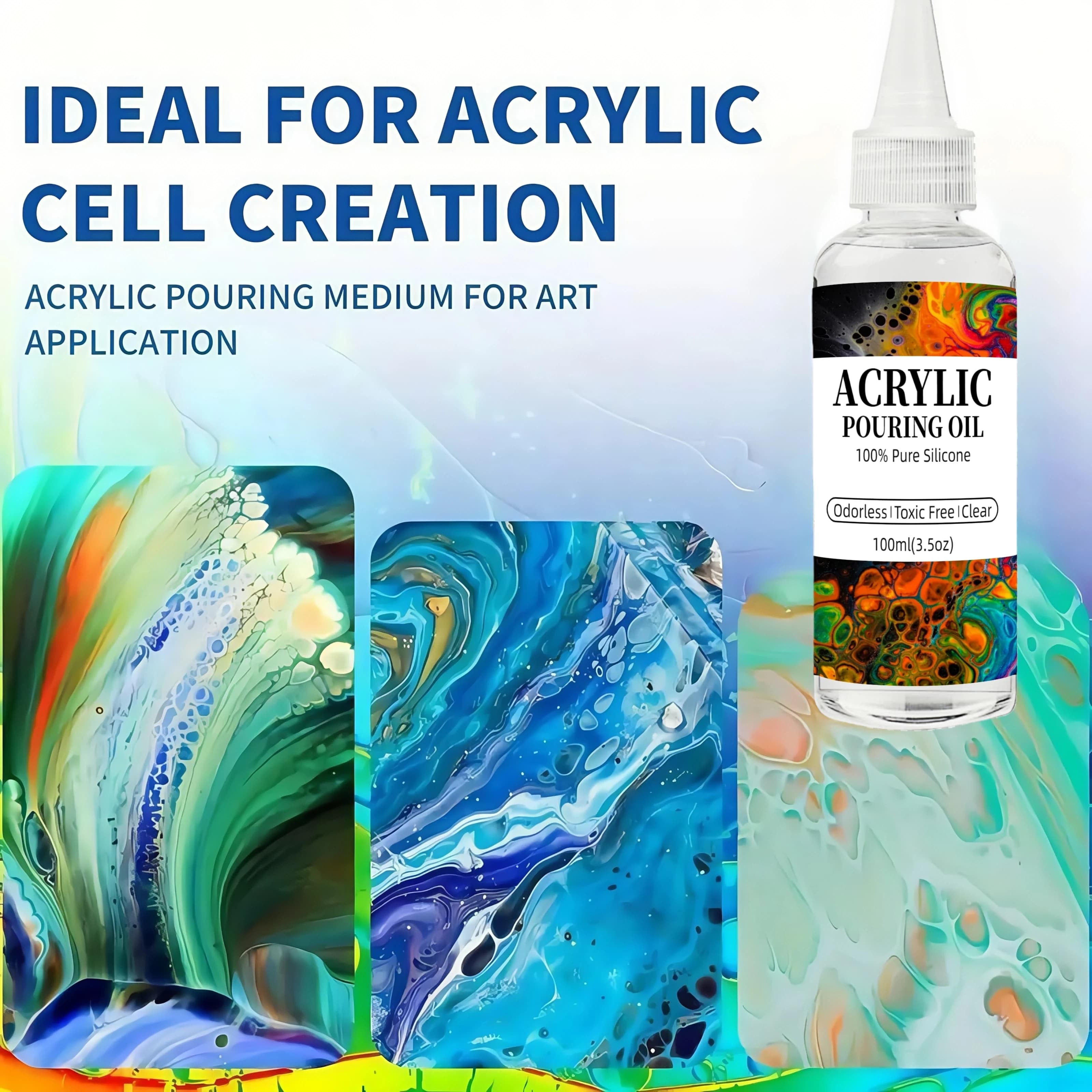 Silicone Pouring Oil for Acrylic Paint & Cell Creation, Cell Activator with Smooth Application, Perfect for Fluid Art
