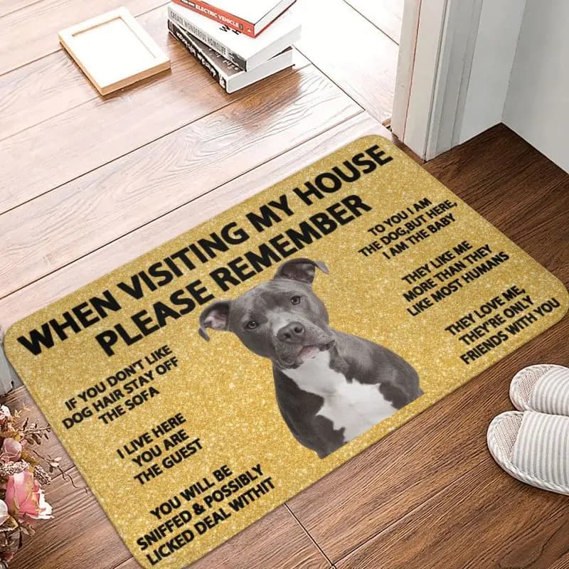 Personalized American Pit Bull Terrier Floor Door Bathroom Kitchen Mat Outdoor Non-slip Zerbino Inlet Mat for Toilet