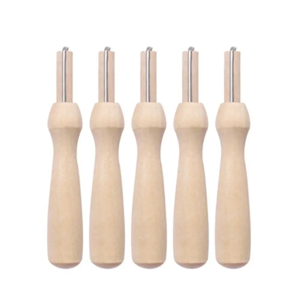 5pcs Practical Wooden Handle Needle Felting Kit Versatile Smooth Grip Punch Needle Handle Universal Felting Tools Craft Supplies