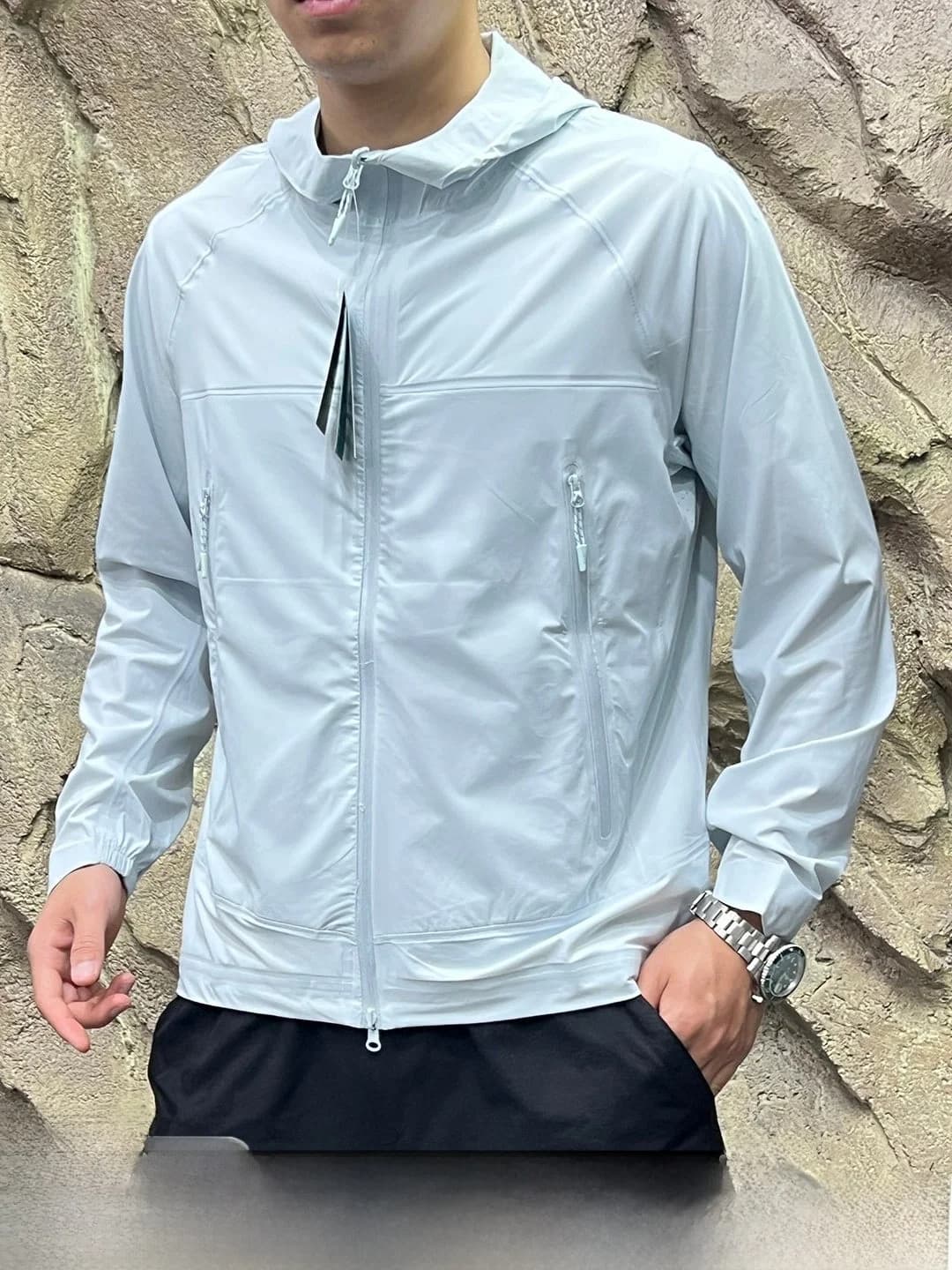Double-Sided Wearable Seamless Sealed Skin Shirt Men's Quick Dry Elastic Nylon Polyester Blend UPF50 Sunscreen Jacket