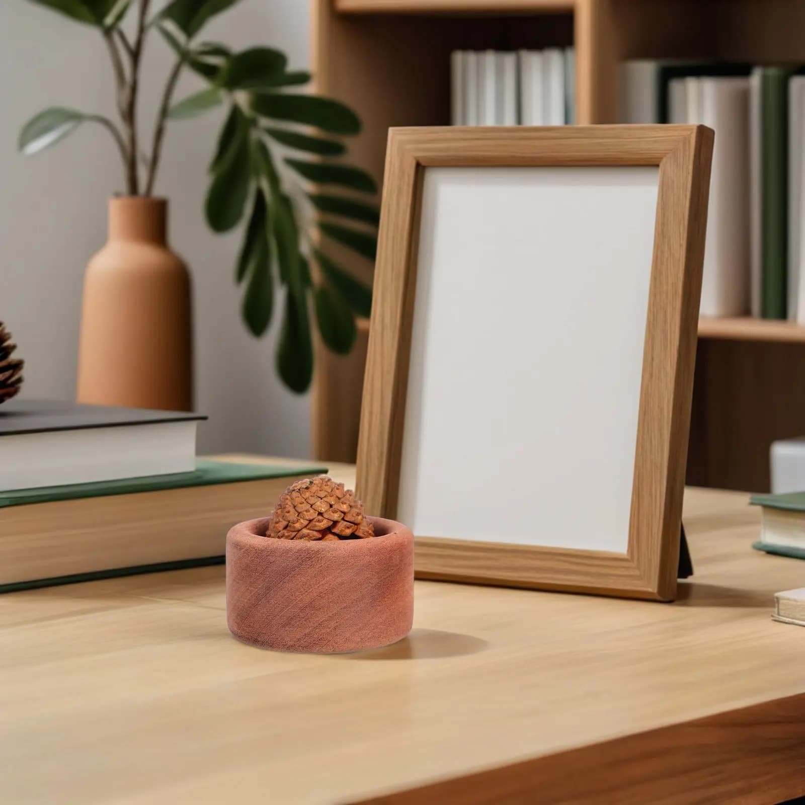 Set di 3 Diffusori di Oli Essenziali in Legno, Piccoli e Rotondi, Portatili, Passivi, per Aromaterapia, con Effetto Venature del Legno, per Auto, Casa, Ufficio