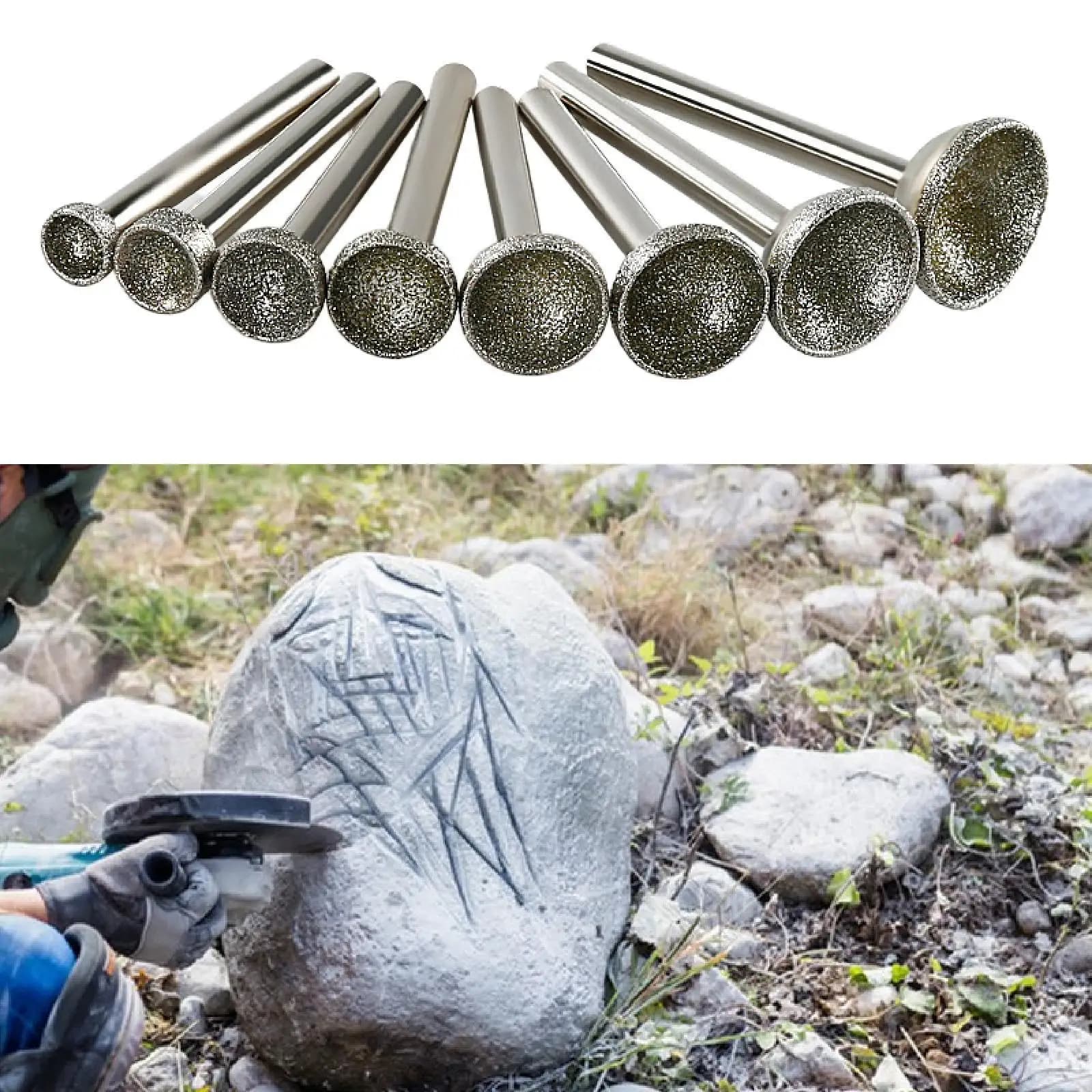 Set di 8 punte per molatura, punta rotante da 10-25 mm, gambo da 0,24 pollici per utensili rotanti