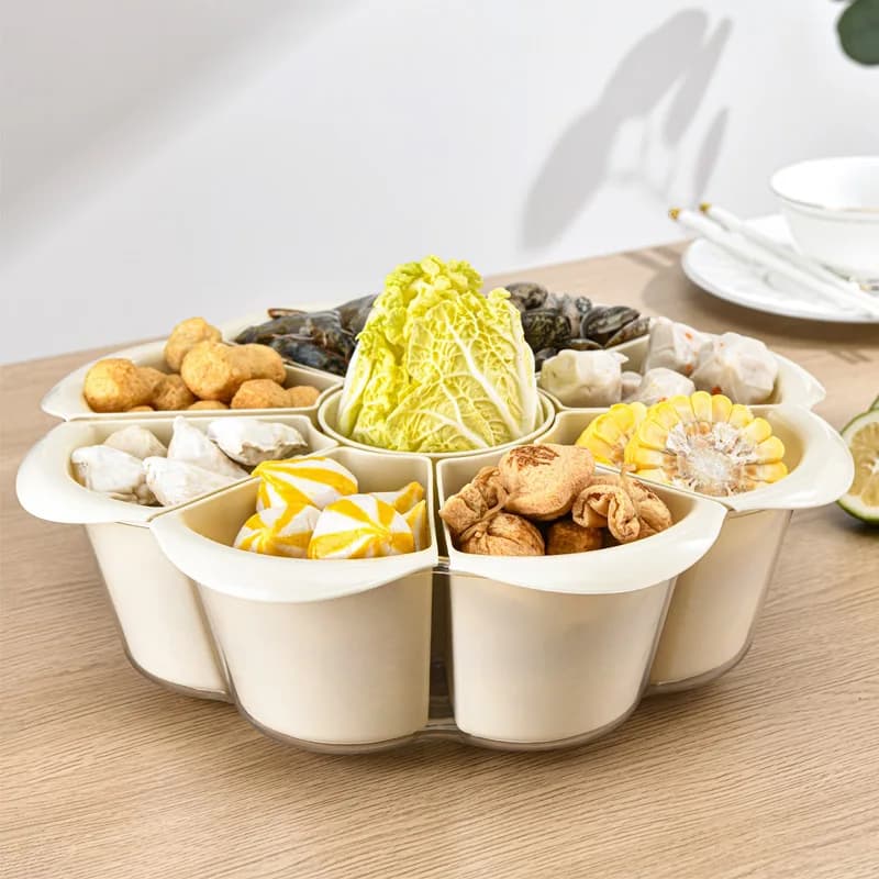 Piatto Girevole per Griglia e Hot Pot, Vassoio per Frutta, Cestello Scolatoio, Piatto per Snack e Frutta Secca, Accessori da Cucina