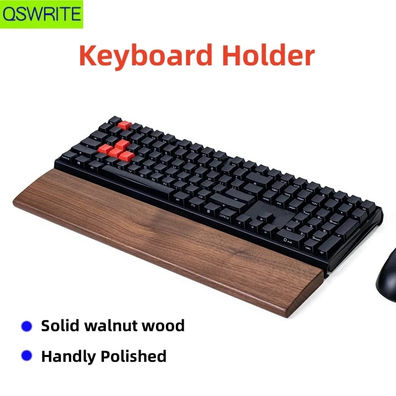 QSWRITE Supporto per tastiera in noce massiccio per la protezione del polso progettato ergonomicamente per rilassarsi al polso Supporto per tastiera 61 87 104