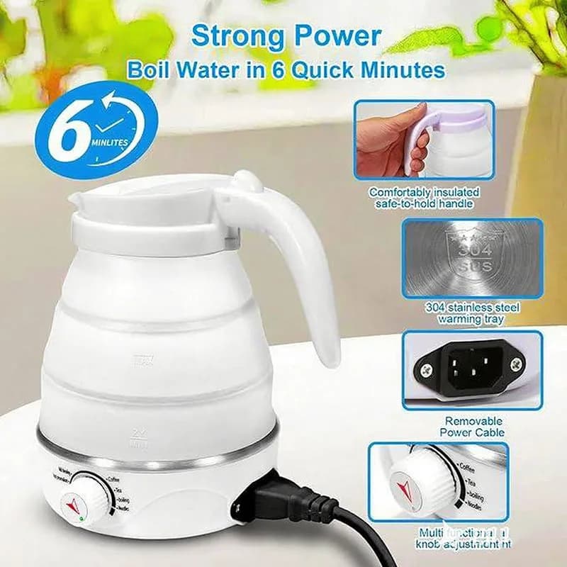 Bollitore elettrico portatile da viaggio a casa bollitore pieghevole spegnimento automatico bollitore elettrico automatico bollisce rapidamente l'acqua