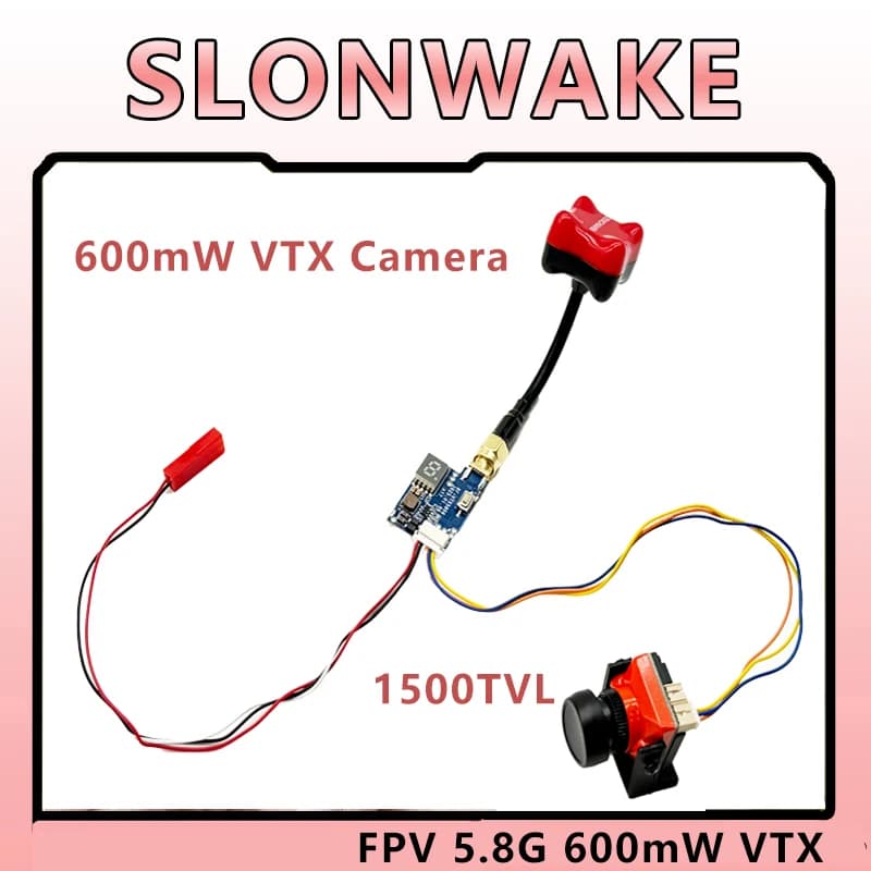SLONWAKE 5.8G TS5823 PRO Mini Analog VTX Transmitter 48CH 600mW High Power + 1500TVL Camera Combo for RC Drone FPV Racing