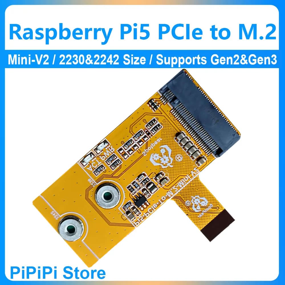 Raspberry Pi 5 PCIe expansion card at M.2 NVMe SSD Mini V2 size 2230/2242 Supporta Gen2 Gen3 supports Raspberry Pi5 from SSD