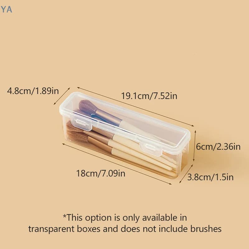 ♪ YA] Portable Travel Cosmetic Brush Box, Small Dustproof Transparent Cover for Powder Phod Brushes, Shade Brushes and Eyebrows