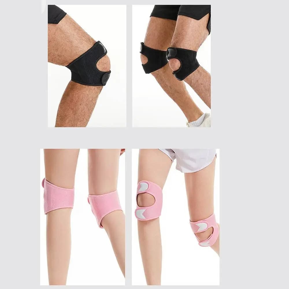 Cinturino di Compressione Regolabile per Ginocchio, Fascia Antiscivolo Traspirante, Supporto per Ginocchio Ammortizzante, Protezioni per Fitness e Sport