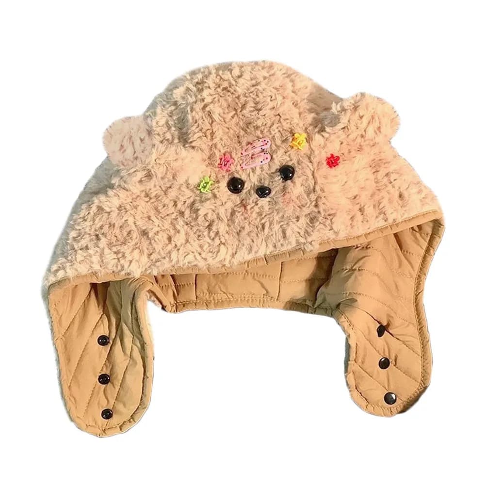 Winter integrated hood scarf in cute plush Scarf with hot windproof cap Scarf with protection for casual ears thickened Cycling