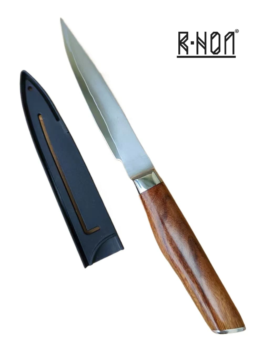 Coltello multiuso RHON 4.7 pollici in acciaio composito S/S9Cr18 per cucina, frutta, melone, con manico in legno rosso