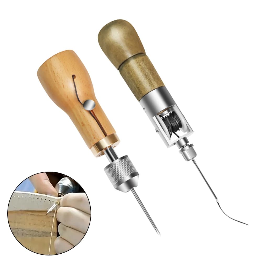 Kit di Strumenti per Cucito in Pelle Fai-da-Te, Set per Riparazione di Tela e Calzature, Punteruolo per Cucire, Strisce per Cinture, Filo Cerato, Utensili per Cucito a Mano