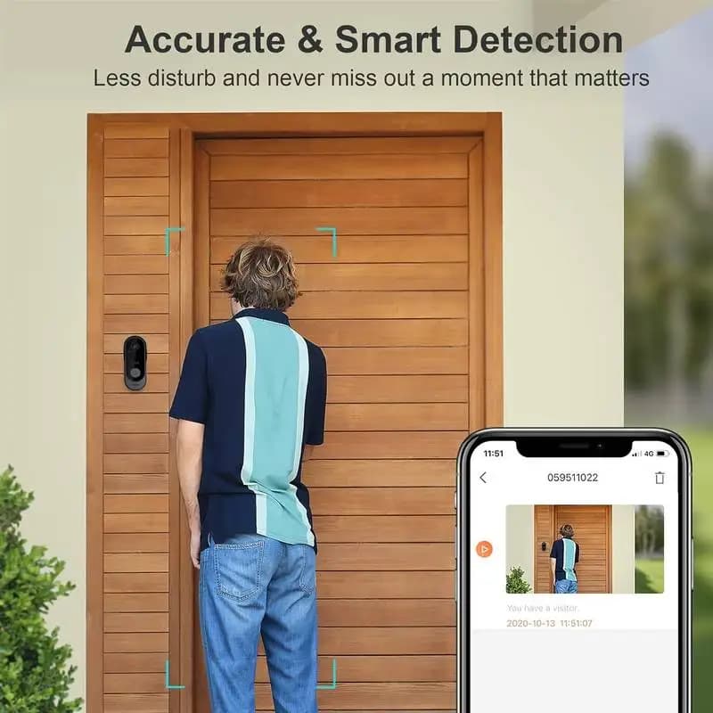 Funziona con campanello Tuya con telecamera, campanello wireless, smart home, WIFI, telecamera HD da esterno, videocitofono di sicurezza, visione notturna