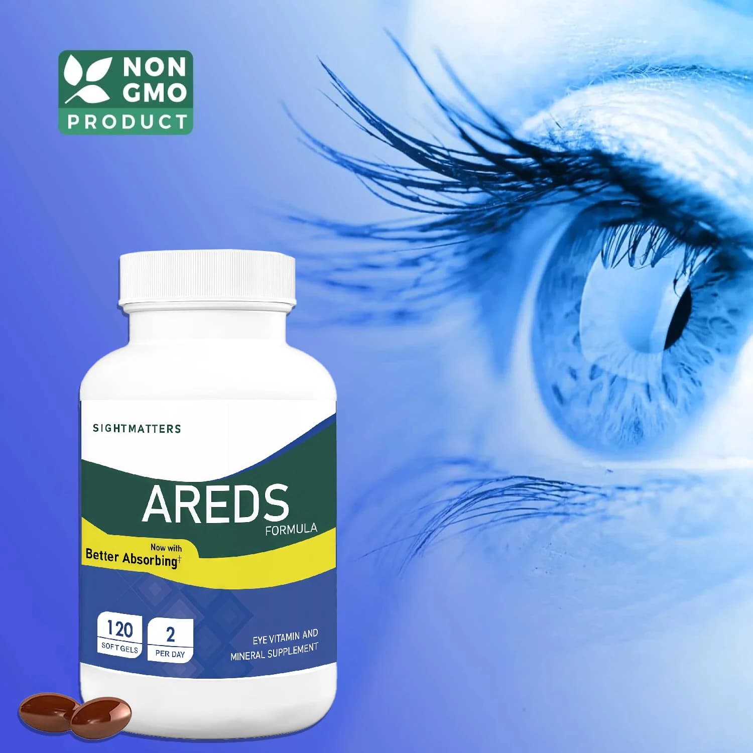 AREDS 2 Integratore di Vitamine e Minerali per la Vista, con Luteina e Zeaxantina, Vitamina C, Vitamina E, Zinco, Rame, 120 Mini Softgel