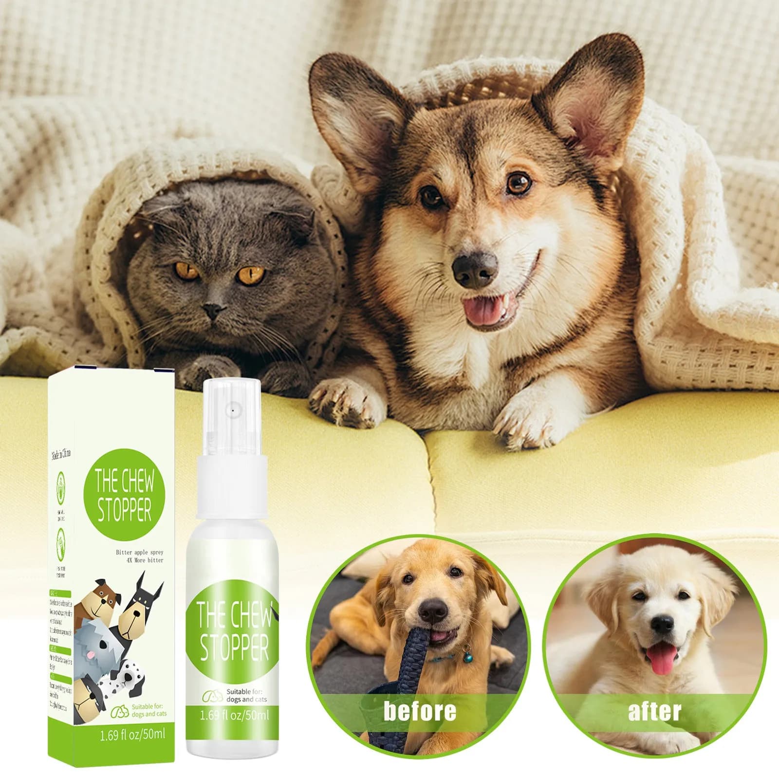 Spray disuasorio premium per gatti Spray per aree restringite per animali domestici Repelare gatti e cani da urinarsi e defecare ovunque