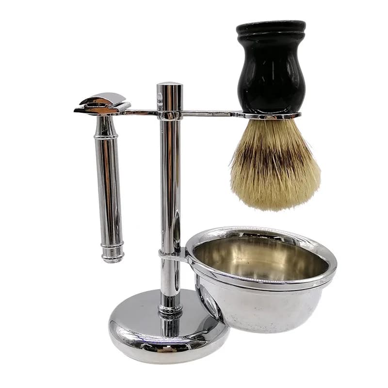 Set di spazzole per barba da uomo, set da 4 pezzi, strumento per la pulizia delle baffi in acciaio inossidabile, resistente e robusto, materiale sicuro