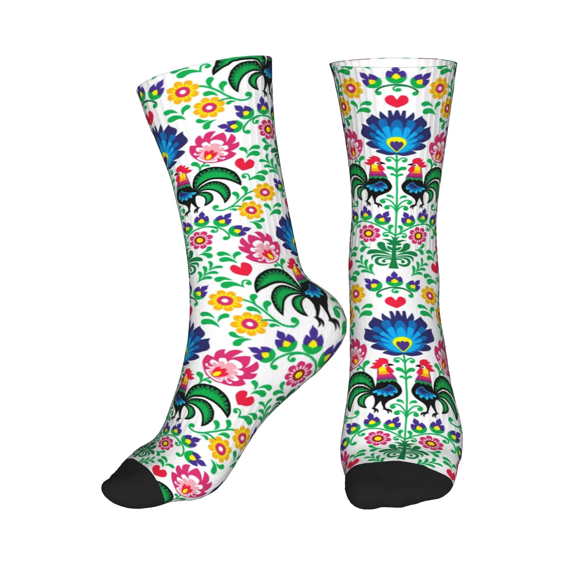 Funny socks with colorful flowers and floral pattern, sports socks for men and women, warm, with 3D printing, football sports socks