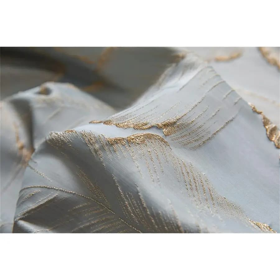 Luxury Curtains 213 cm Grey-Blu Jacquard Lungs with 3D Gold Sheets High Dark Precision for Living Room 2 Panels