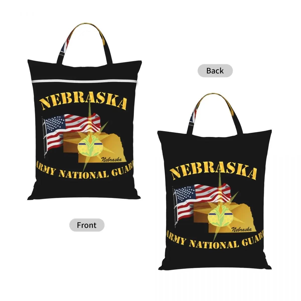 Nebraska Army National Guard Arny W Flag Travel Laundry Bag Waterproof Reusable Dirty Clothes Pouch Gym Yoga Washing Basket
