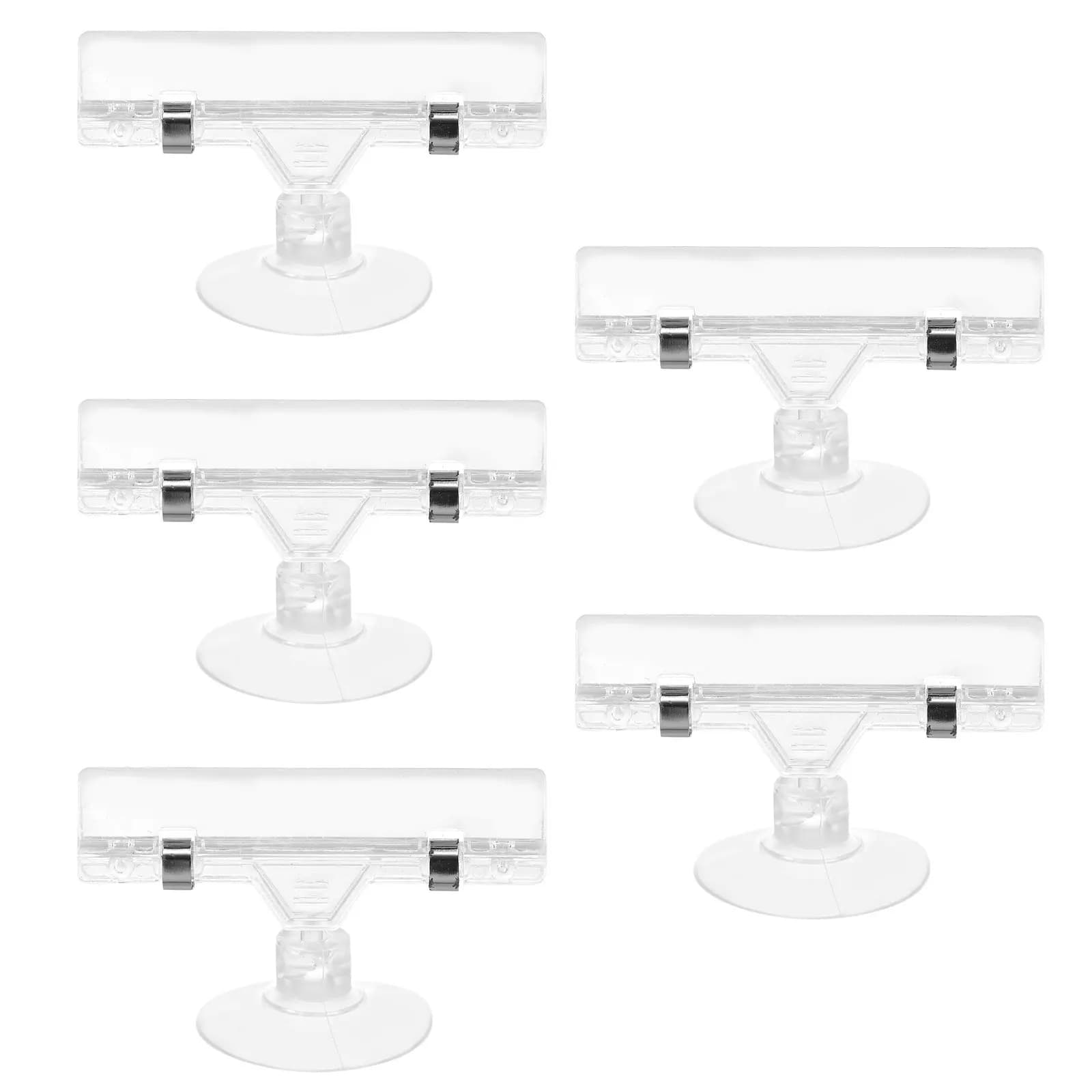 Set di 5 Portaetichette in Plastica, Clip Pubblicitarie, Espositore Prezzi per Ristoranti, Esposizioni, Insegne Alimentari e Uso su Scrivania