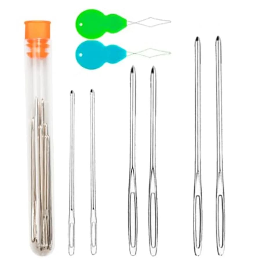 Large-Eye Blunt Needles, 6 Pcs Pro Quality Stainless Steel Yarn Knitting Needles, Sewing Needles, Crafting Knitting Weaving Str