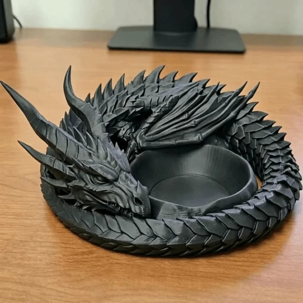 Vassoio Creativo Gotico con Stampa 3D a Forma di Drago, Espositore Decorativo in Plastica per Anelli, Organizzatore da Scrivania in Stile Dark, Decorazione per Ingresso