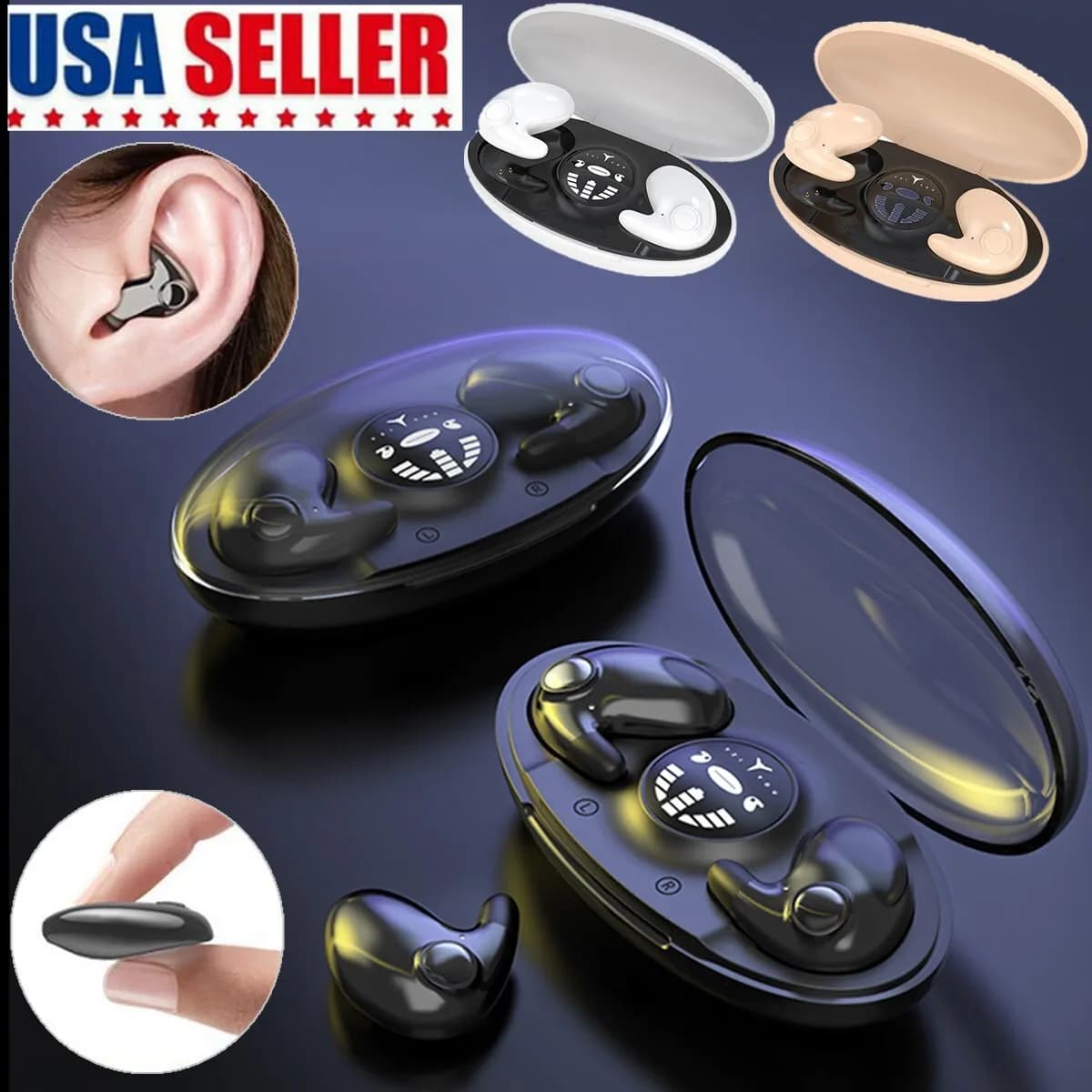 Invisible Sleep Wireless Earbuds Bluetooth 5.3 Headset TWS Waterproof Earphone