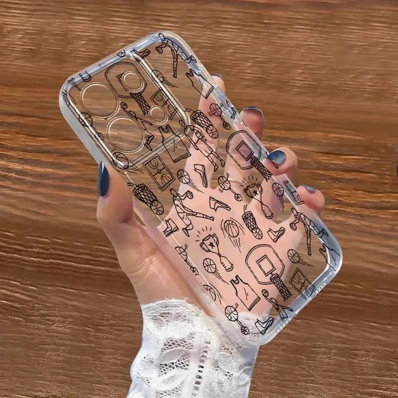 Fashion TPU Transparent Case with Illustration Element Basket for Xiaomi Redmi Note 15 14 13 12 11E 9 9T 8T Pro Plus Turbo 5G