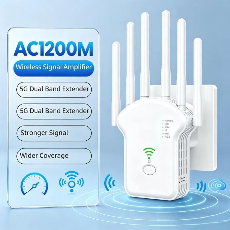5G AC1200M Dual Band Wifi Repeater High Power Wireless Signal Amplifier Wifi Signal Extender