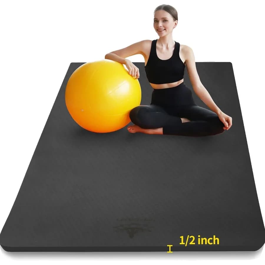 Large Yoga Mat in TPE 6'x4'x1/2, Extra Thick and Anti-slip - for Yoga, Pilates, Home and Gym Training
