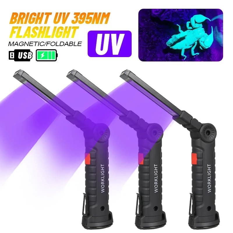 Torcia UV 395NM Lanterna portatile a LED ad alta potenza Lampada ricaricabile da 400 mAh per gel per unghie, cura della resina, macchie di animali domestici e ricerca di scorpioni