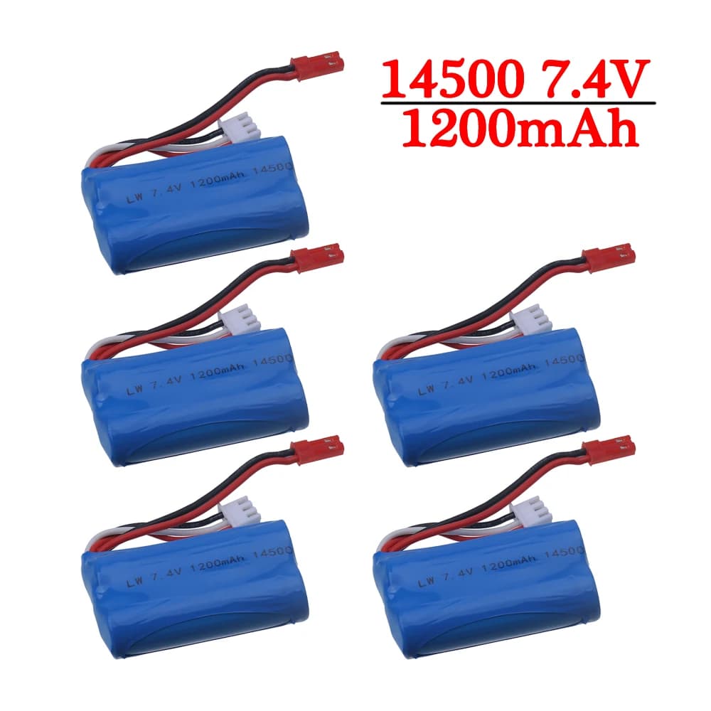 Batteria per barca RC da 7,4 V per Wltoys WL917 Accessori 14500 Batteria agli ioni di litio da 7,4 V 1200 mAh Spina Jst per WL917 Barche giocattoli Batteria per auto