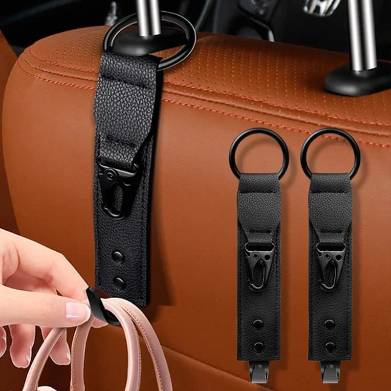 Ganci in Pelle PU per Organizzazione Auto, Clip per Poggiatesta Sedile Anteriore, Supporto Organizzatore, Accessori Interni Auto