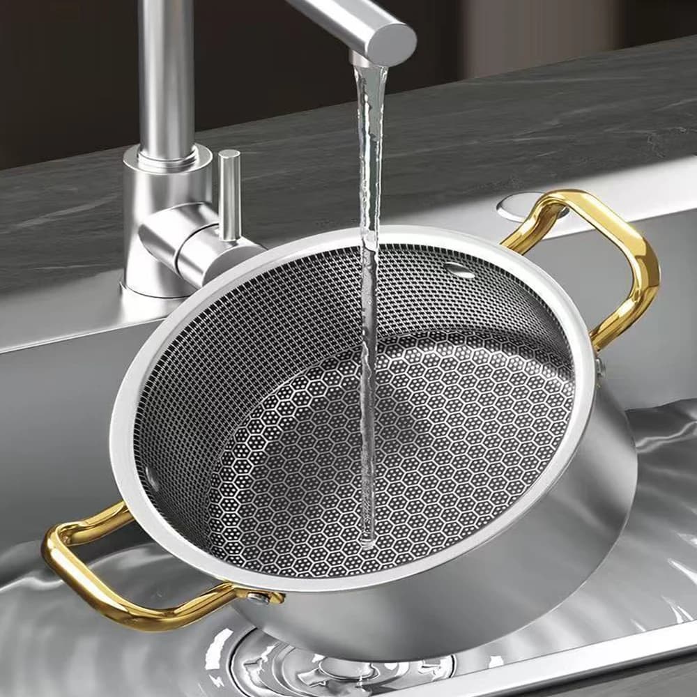 304 Stainless Steel Soup Pot Honeycomb Non-stick Pot with lid Frying Pan Household Hot Pot Induction Cooker Gas Stove Universal