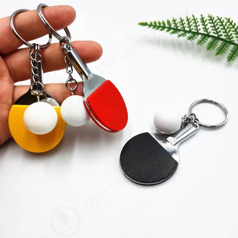 5 Colors Cute Ping Pong Racket Pendants Souvenir Table Tennis Ball Key Chain Ball Sports Fans Key Ring Gift Ornament Accessories
