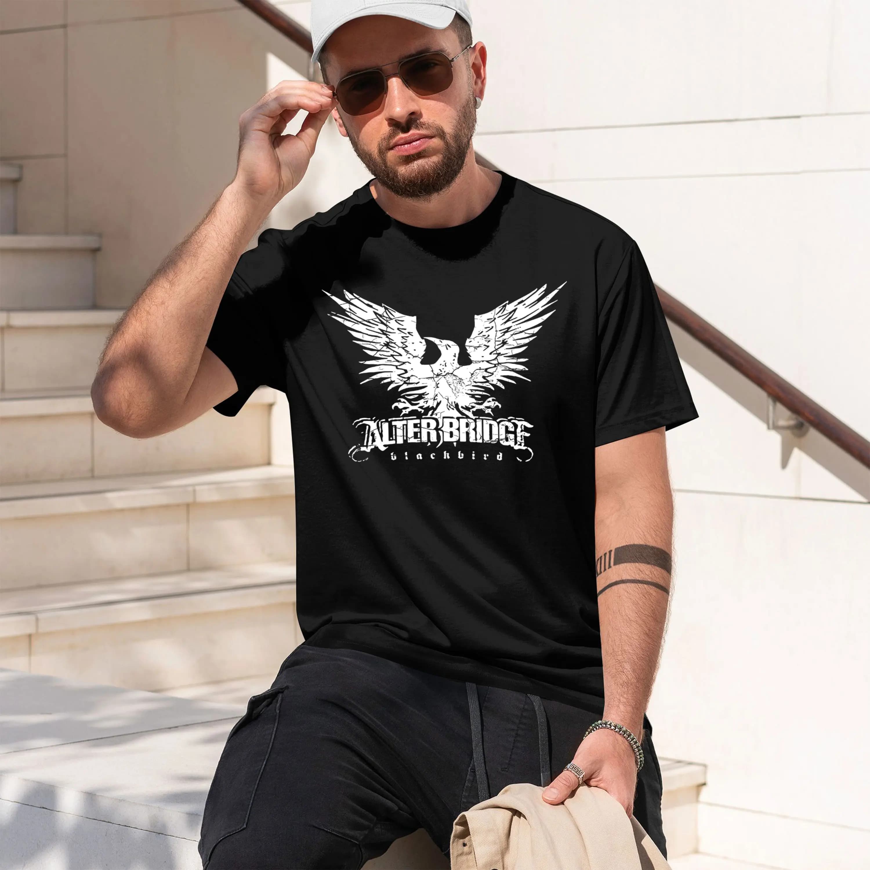 Alterbridge Bird Band Maglietta leggera con stampa grafica e testo, retro in rete, per golf e pesca, nuovo modello 2026, t-shirt girocollo a maniche corte da uomo