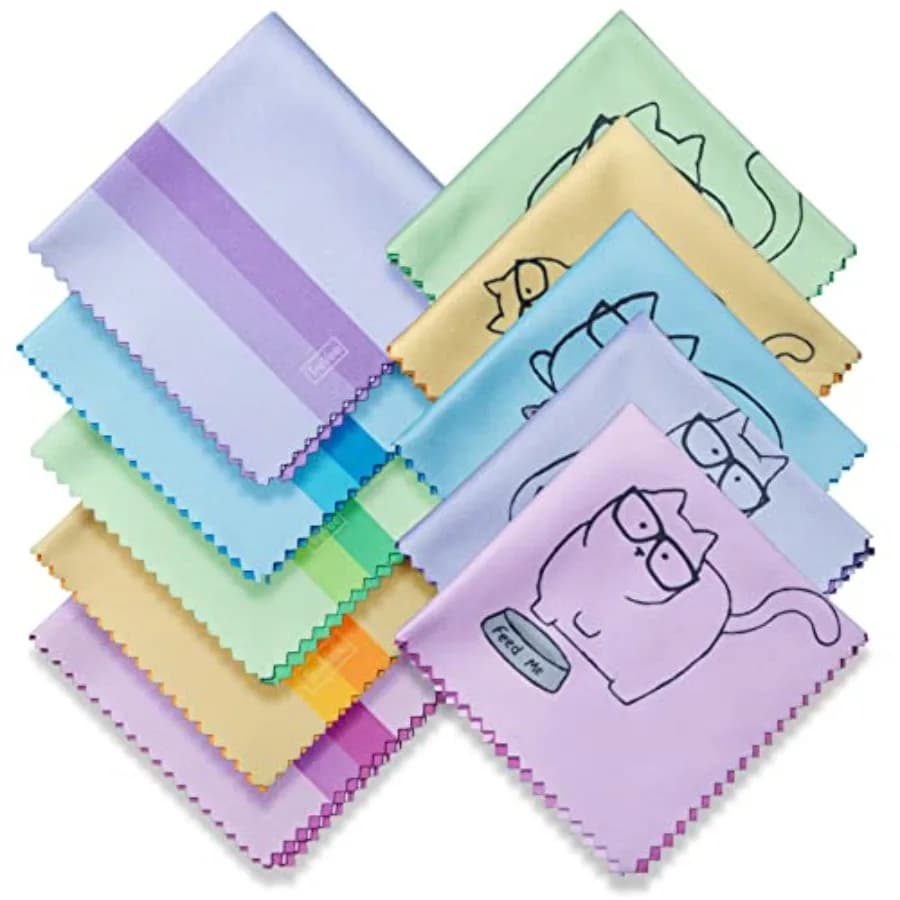 10 Pack Cute Kitty Cat Design Multicolor Microfiber Cleaning Cloths for Cleaning Eyeglasses Lenses Sunglasses and Cell Phone Be