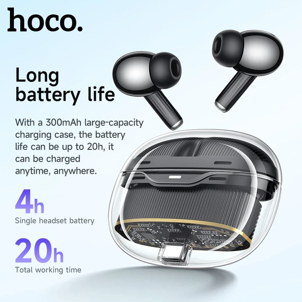 True Wireless HOCO EW54 Bluetooth 5.3, Mini Portable Headphones with 4 Hours of Autonomy, Water Resistant for iPhone Xiaomi Huawei