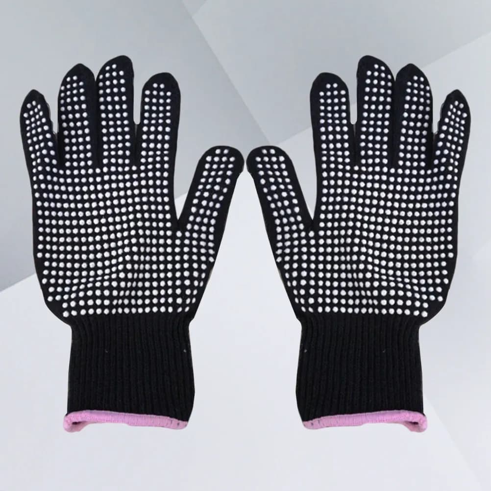 1Pair Heat-Resistant Gloves for Hair Curling Straightening Flat Iron Curling Wand Hair Dryer Barber Styling Tools Black Elastic