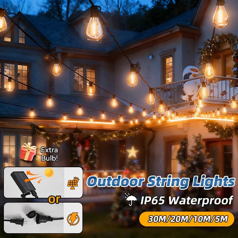 CHUANGYANG Luci della stringa per esterni Led Impermeabile Globo Fata Luce E12 E27 Luce di Natale per la festa in giardino Decorazione del cortile Luce