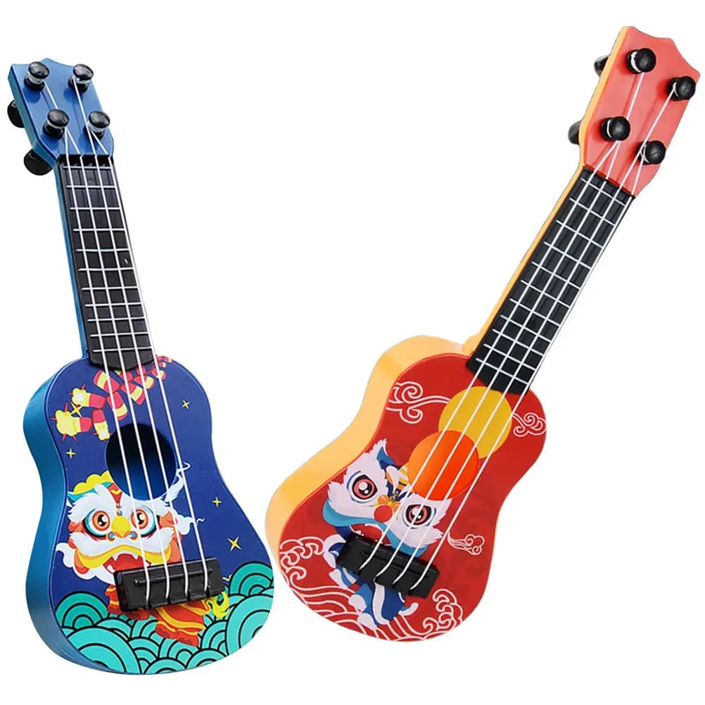 2 Pezzi Mini Chitarra Giocattolo per Bambini, Ukulele Strumento Musicale Educativo, Simulazione di Chitarra Acustica per Bambini da 1 a 9 Anni